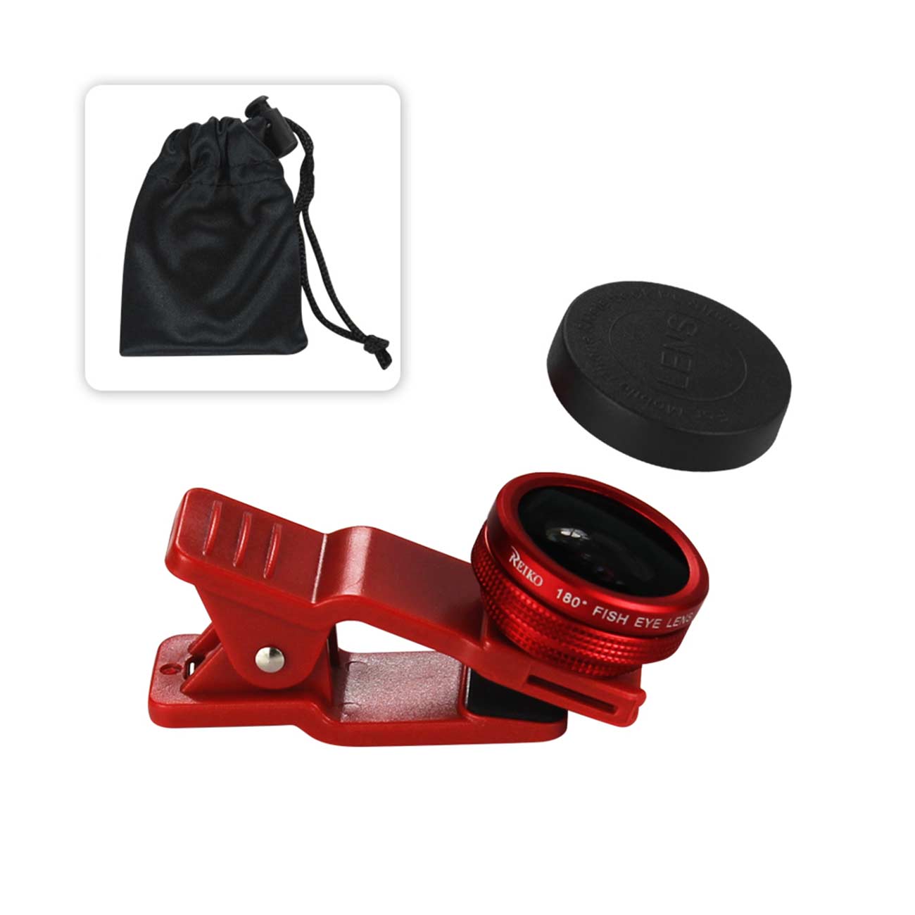 HD CAMERA FISH EYE LENS BUILT IN 180 DEGREE WIDE ANGLE IN RED -LEN-FISHEYE180RD
